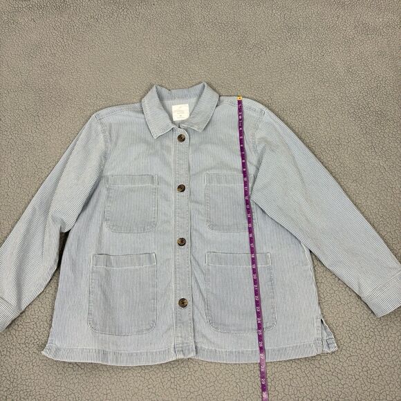 LC Lauren Conrad Blue Striped Jean Jacket - Picture 7 of 15